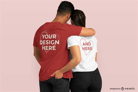 Couple Hugging Back T Shirt Mockup Psd Editable Template