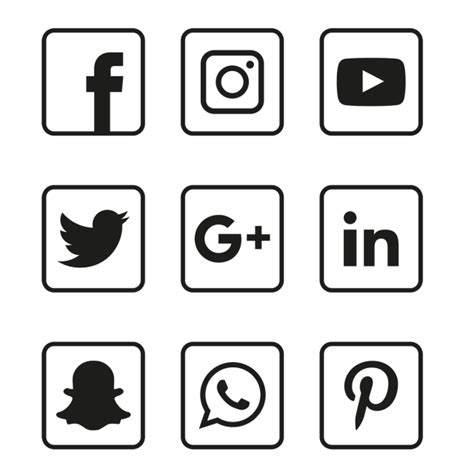 Set Social Media Vector Hd Png Images Social Media Black Icons Set