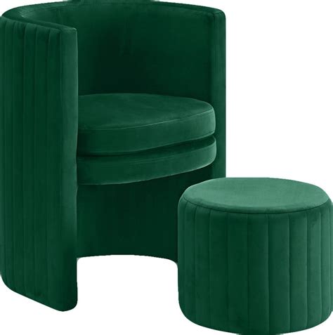 Selena 2 Piece Velvet Accent Chair Ottoman Set 