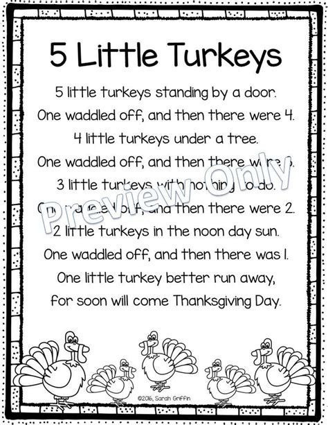 Free Printable Turkey Handprint Poem Printable