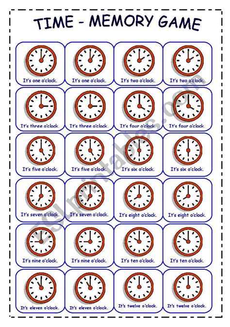 Time Memory Game Esl Worksheet By Elinescheffer