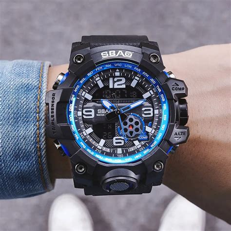 Sbao Sport Watch Men Top Brand Luxury Famous Male Clock Electronic Led