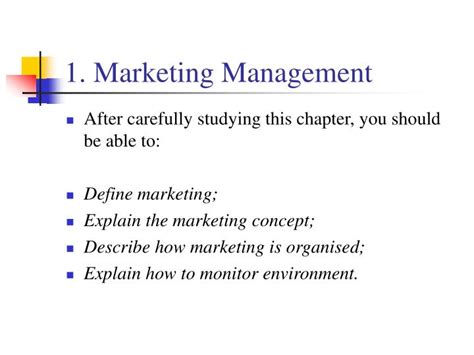 Ppt 1 Marketing Management Powerpoint Presentation Free Download