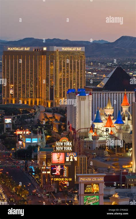 Aerial View Of Las Vegas Strip Skyline At Night Nevada Stock Photo Alamy
