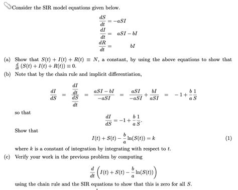 Answered Oconsider The Sir Model Equations Given Bartleby