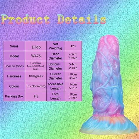 Soft Silicone Thick Dildo Monster Mixed Color Luminous Big Anal Plug With Strong Suction Cup