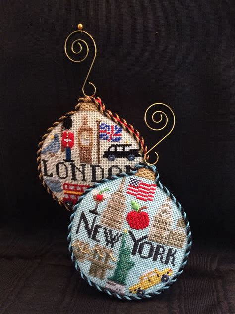 No sharing or copying is allowed. Travel ornaments ~ Canvases by Kirk&Bradley | Needlepoint ...