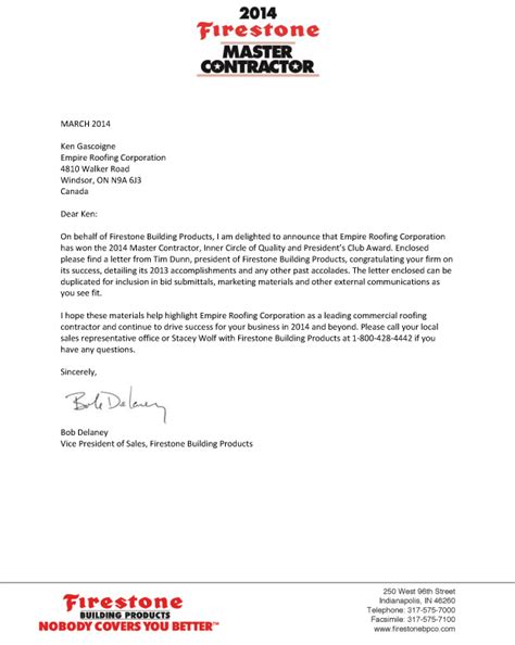 This is the individual, company, or entity that you have chosen to award a. Empire Roofing - Your 2014 Firestone Master Contractor ...