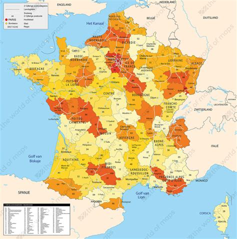 Digital 2 Digit Postcode Map France 813 The World Of