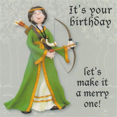 Maid Marian Merry Birthday Card Funny Olde Worlde Cardspark