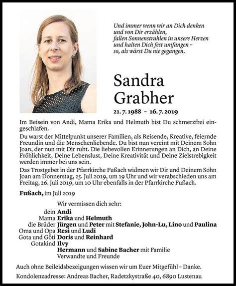 The vol.at server is hosted by teleport consulting und systemmanagement gmbh and is located in liechtenstein (schaan). Sandra Grabher - Todesanzeige - VN Todesanzeigen