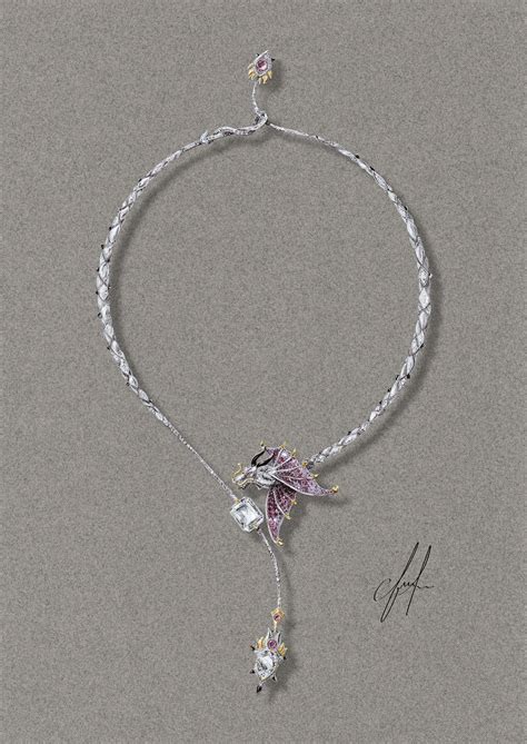 Tony Furion Dessin Du Collier Dragon Design Gouache Gouaché Joaillerie