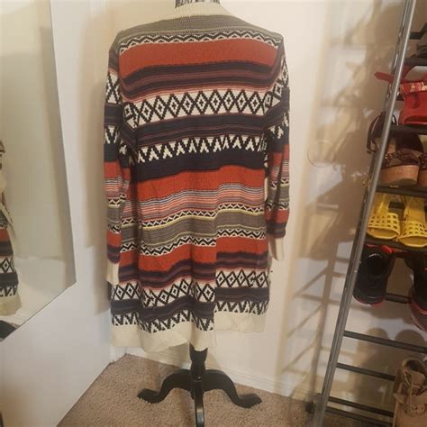 Tobi Sweaters Tobi Medium Aztec Trival Long Thick Open Front