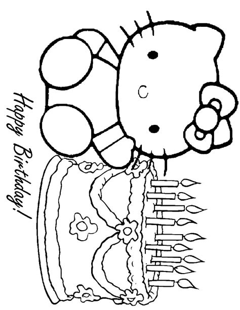 Cat in a box coloring page. Hello Kitty Coloring Pages Happy Birthday - Coloring Home