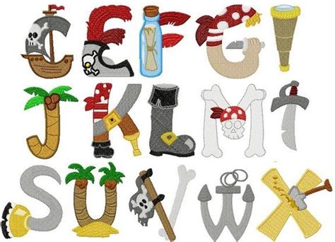 Pirate Alphabet Machine Embroidery Alphabet Pirate Font Embroidery