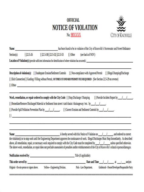 Violation Notice Template