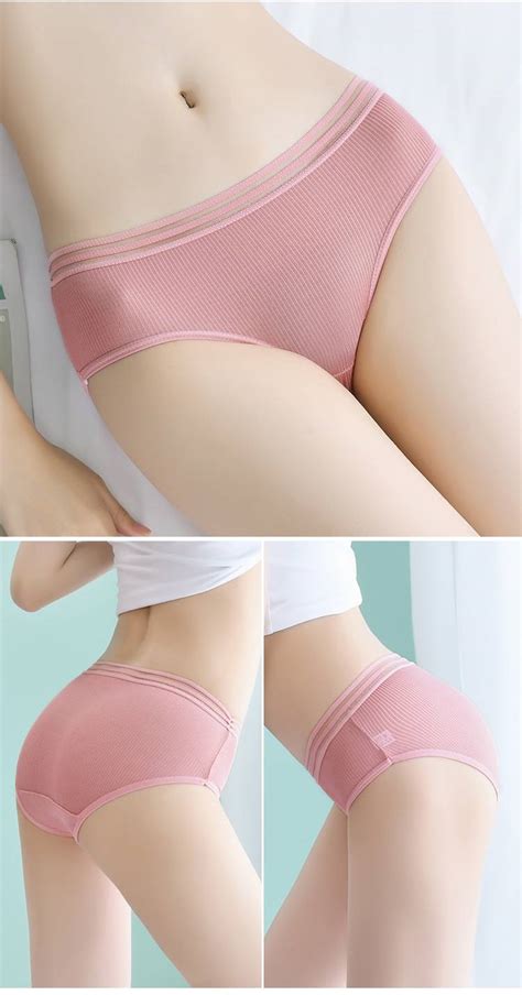 Japanese Girl Mid Waist Panties Sexy Glass Waist Line Panties Brief Underwear 1pc Comfort Fabric