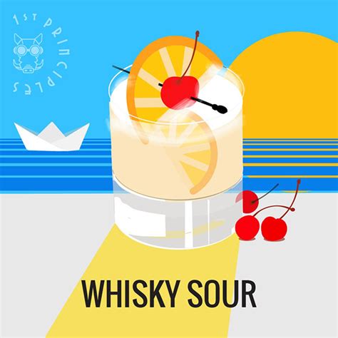 Vector Illustration Of Whisky Sour Cocktail On Behance