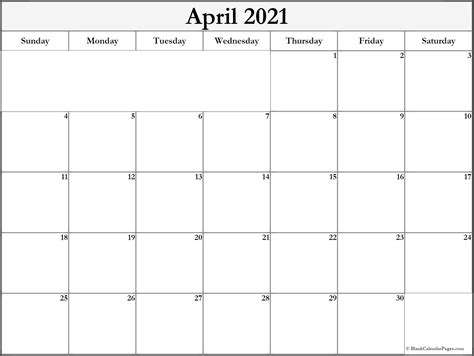 Includes 2021 observances, fun facts & religious holidays: April 2021 blank calendar collection.