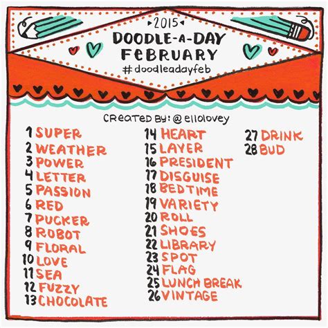 Rhi Creations Doodle A Day February Drawing Challenge Sketch Book