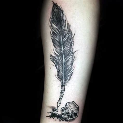 50 Quill Tattoo Designs For Men Feather Pen Ink Ideas Quill Pen