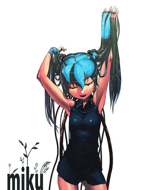 Rias Coast Hatsune Miku Vocaloid Bad Id Bad Pixiv Id Highres Girl Aqua Hair Armpits