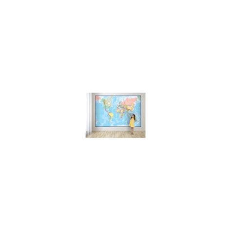 Giant World Mural Map Blue Ocean
