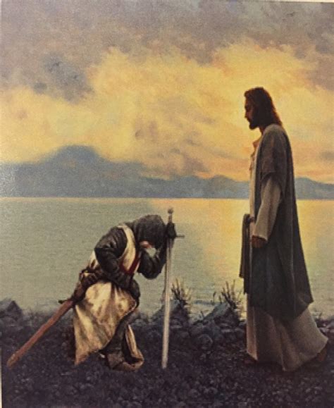 Templar knights, in their distinctive white mantles with a red cross, were among the most skilled fighting units of the crusades. Knight Kneeling Before Christ | SMOTJ | Pinterest | Knight ...