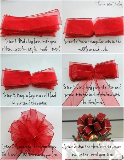 Create an oversized bow to crown your christmas tree and you might be so wowed, you'll forget the presents underneath. Quick DIY :: Christmas Tree Bow - Home Sweet Ruby