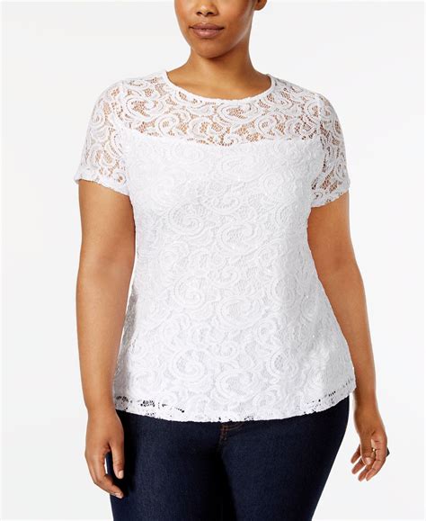 Inc International Concepts Plus Size Sequined Lace Top Created For