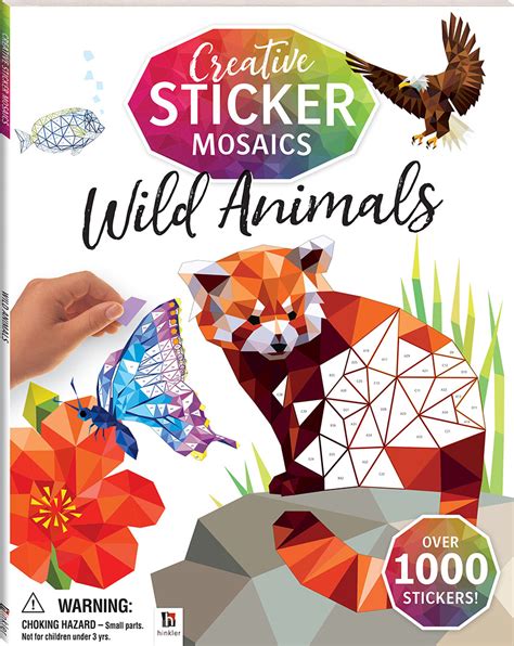 Creative Sticker Mosaics Wild Animals Books Adult Colouring