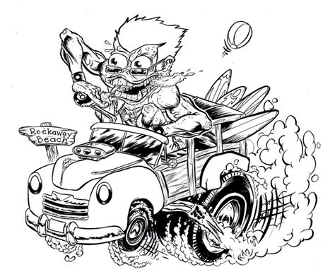 Excellent rat fink hot rod coloring with hot rod coloring. Hot Rod Rat Fink Coloring Coloring Pages