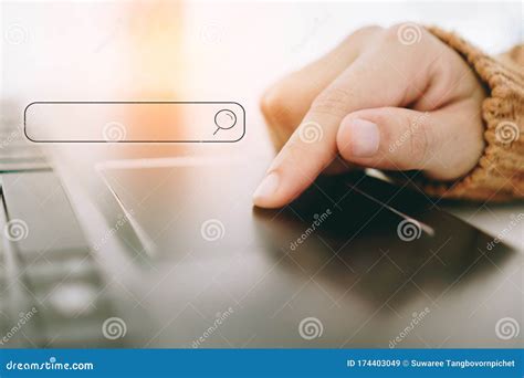 People Hand Using Laptop Or Computor Searching For Information In