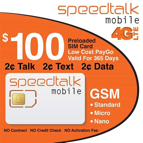 Use this sim card in your unlocked, compatible device to access the t‑mobile network. SpeedTalk Mobile: Prepaid SIM Card for Unlocked Cell Phones - Talk & Text 4G LTE Data - 1 Year ...