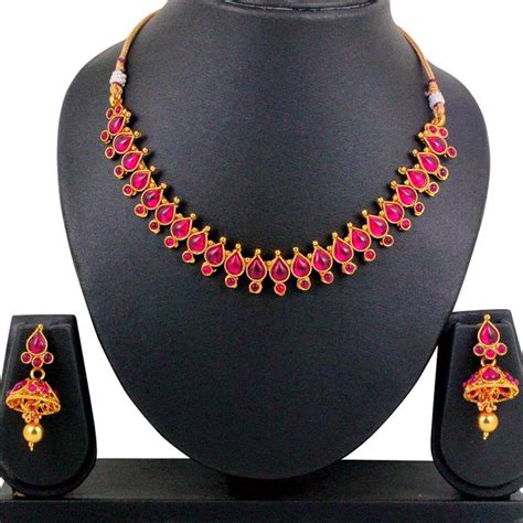 Jewellery Designs Simple Ruby Necklace Jewellery Set