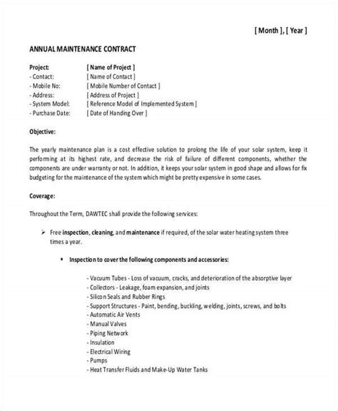 Maintenance Contract Templates Pages Word Docs