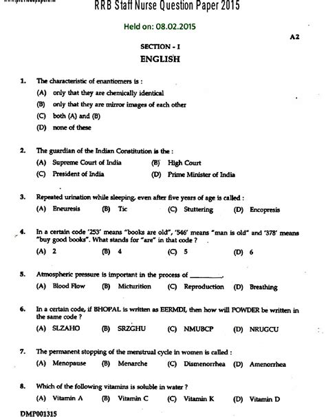 The test paper contains a booklet of questions and 5. DOWNLOAD PREVIOUS STAFF NURSE EXAM PAPERS PDF AND MODAL ...