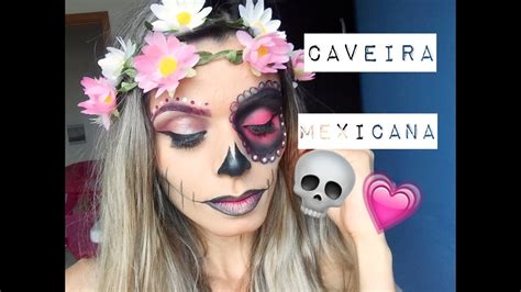 Maquiagem Passo A Passo Caveira Mexicana Half Face Skull Makeup Tutorial Halloween Youtube