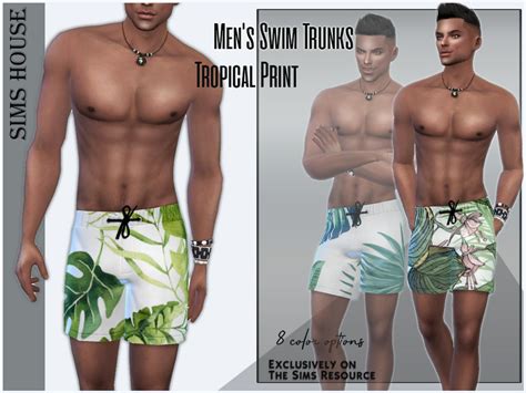 The Sims Resource Mens Swim Trunks Tropical Print
