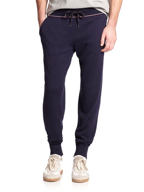 Moncler Cotton And Cashmere Drawstring Sweatpants In Blue For Men Lyst