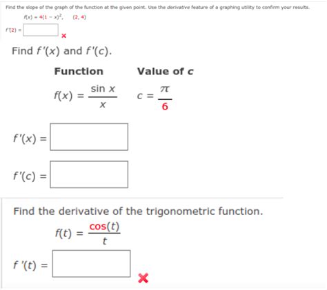 Solved Complete The Table To Find The Derivative Of The