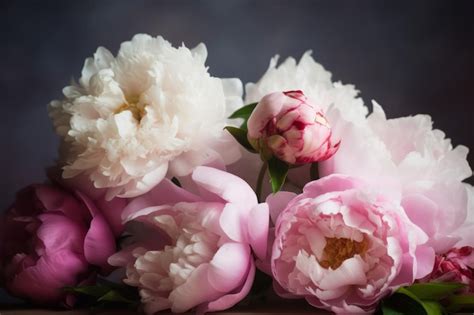 Premium AI Image Soft Peony Flowers Generate Ai