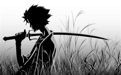 Black and white anime wallpaper high definition desktop wallpaper can make your computer and mobile device look cool. Wallpaper : drawing, illustration, anime boys, silhouette, katana, Samurai Champloo, sketch ...