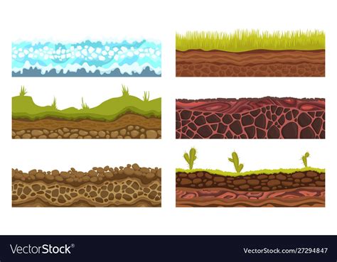 Seamless Grounds Soils And Land Set For Ui Vector Image