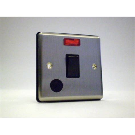 20amp Double Pole Switch With Neon Brushed Chrome With Black Insert