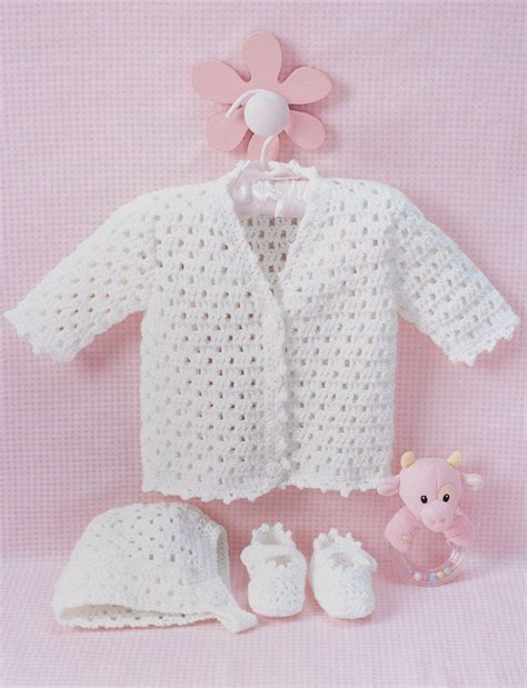 Lacy Set To Crochet In Bernat Softee Baby Solids Knitting Patterns