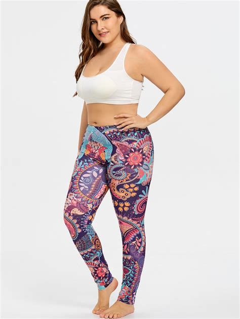 Plus Size Bohemian Mandala Print Fitness Tights Workout Pants Women