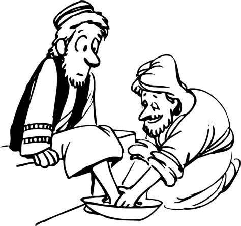 Jesus Washing Feet Coloring Page Coloring Pages Sunday School Object