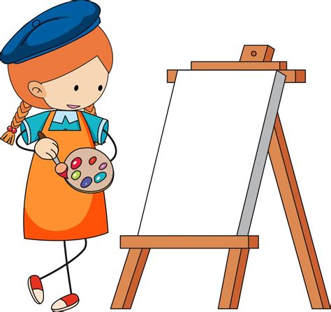 Little Artist Cartoon Character With Blank Board Isolated 2978410