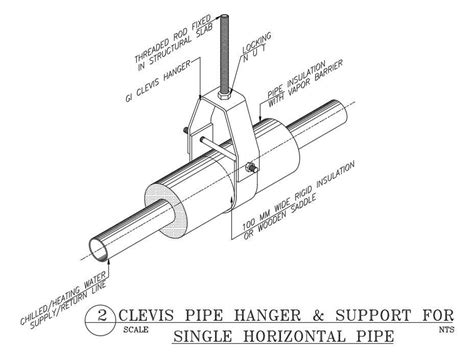 Wall Support Pipe Hanger And Bolt View Dwg File Cadbu